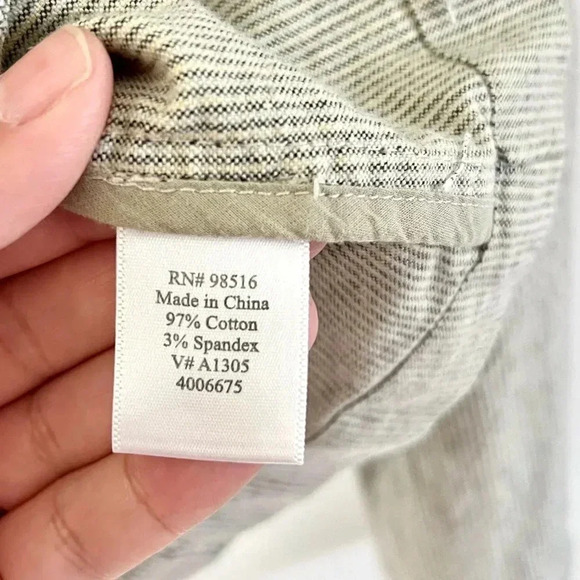 Coldwater Creek Shaped  Zip-Up Lightweight Striped Cotton Blend Roll Tab Jacket - Picture 10 of 11